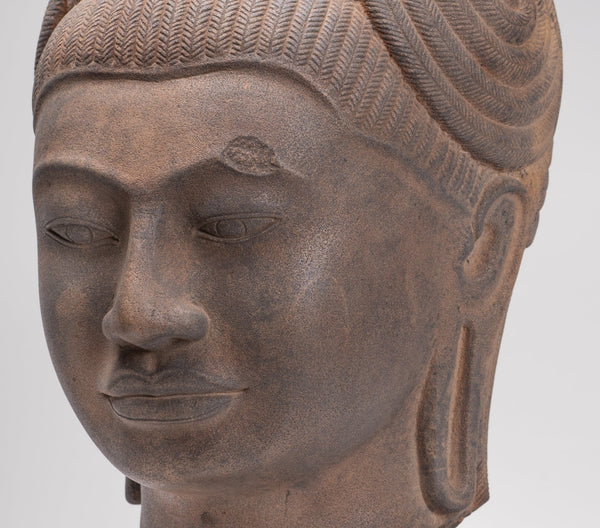 Female Statue - Antique Khmer Style Female Head - 46cm/18"
