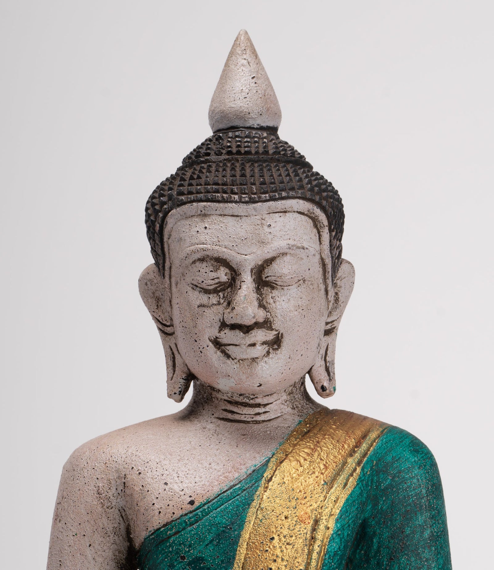 Buddha -Skulptur - antiker Khmer -Stil Holz sitzend Buddha Statue Dhyana Meditation Mudra - 28 cm/11 "