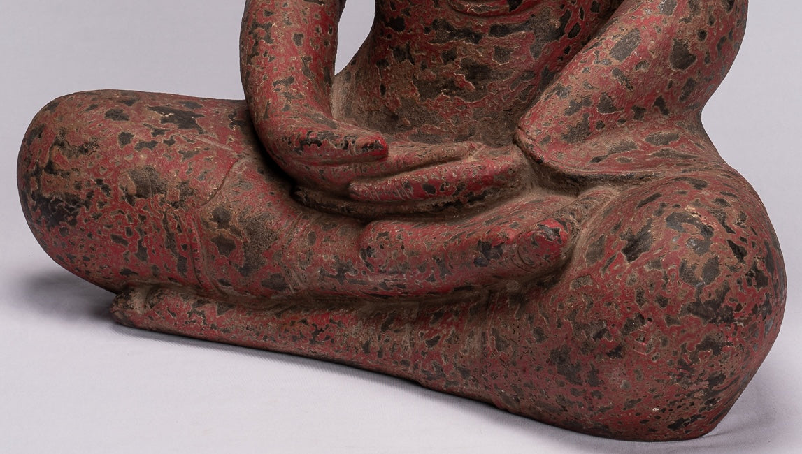 Buddha Sculpture - Antique Khmer in stile Khmer Seduto statua di statua di Buddha Mudra - 66 cm/26 "