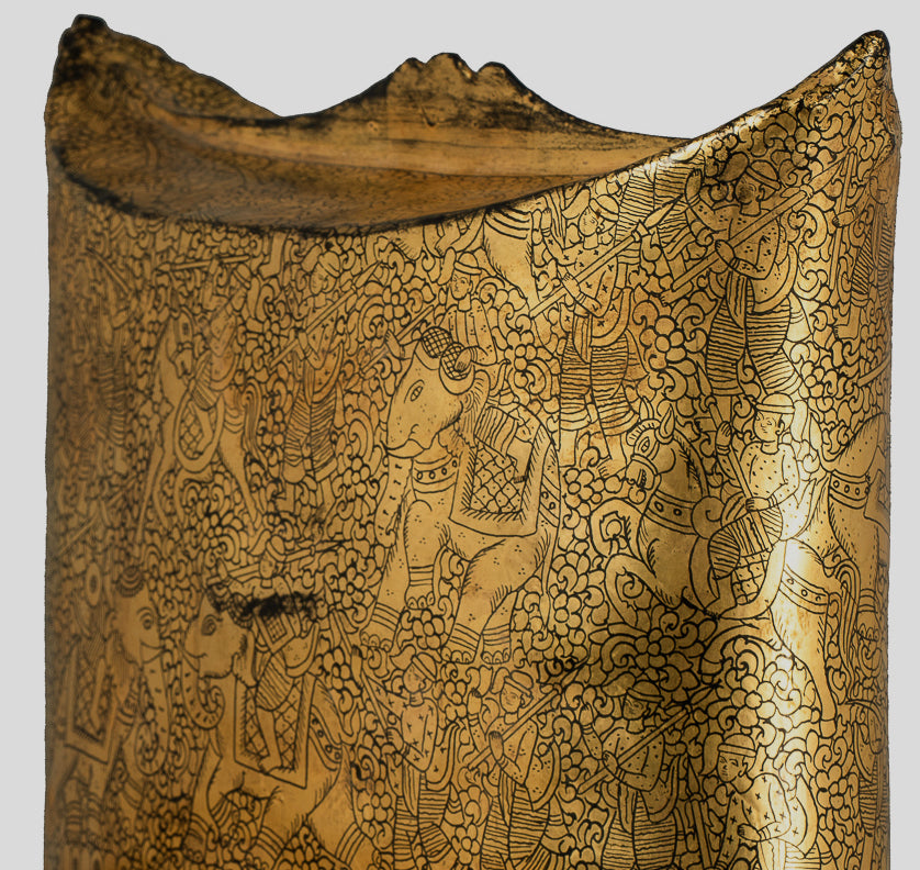 Antique du 19e siècle Birman Lacquerware Money Holder - 34 cm / 14 "de long