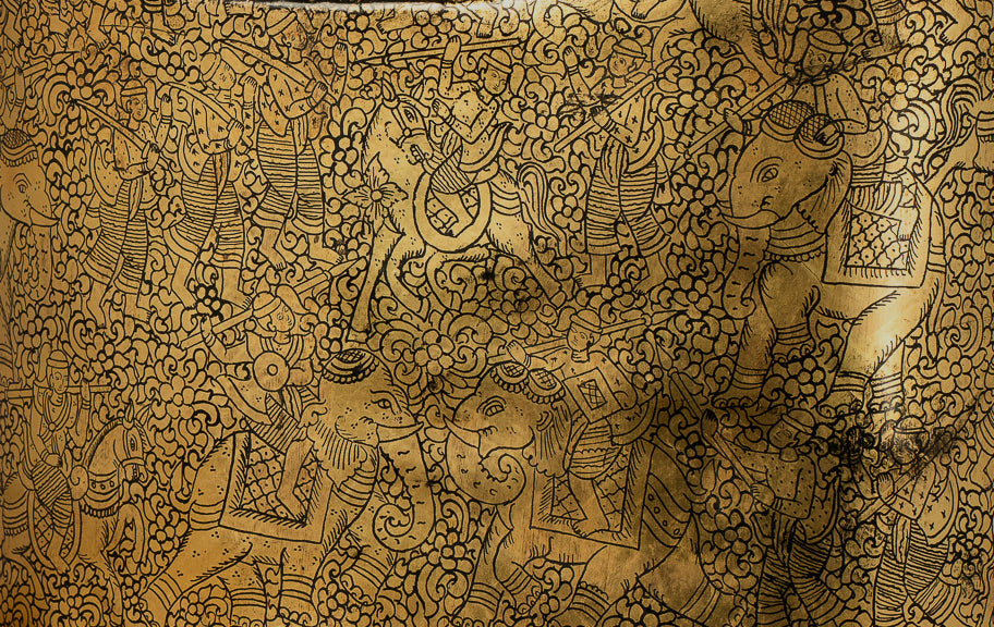 Antique du 19e siècle Birman Lacquerware Money Holder - 34 cm / 14 "de long