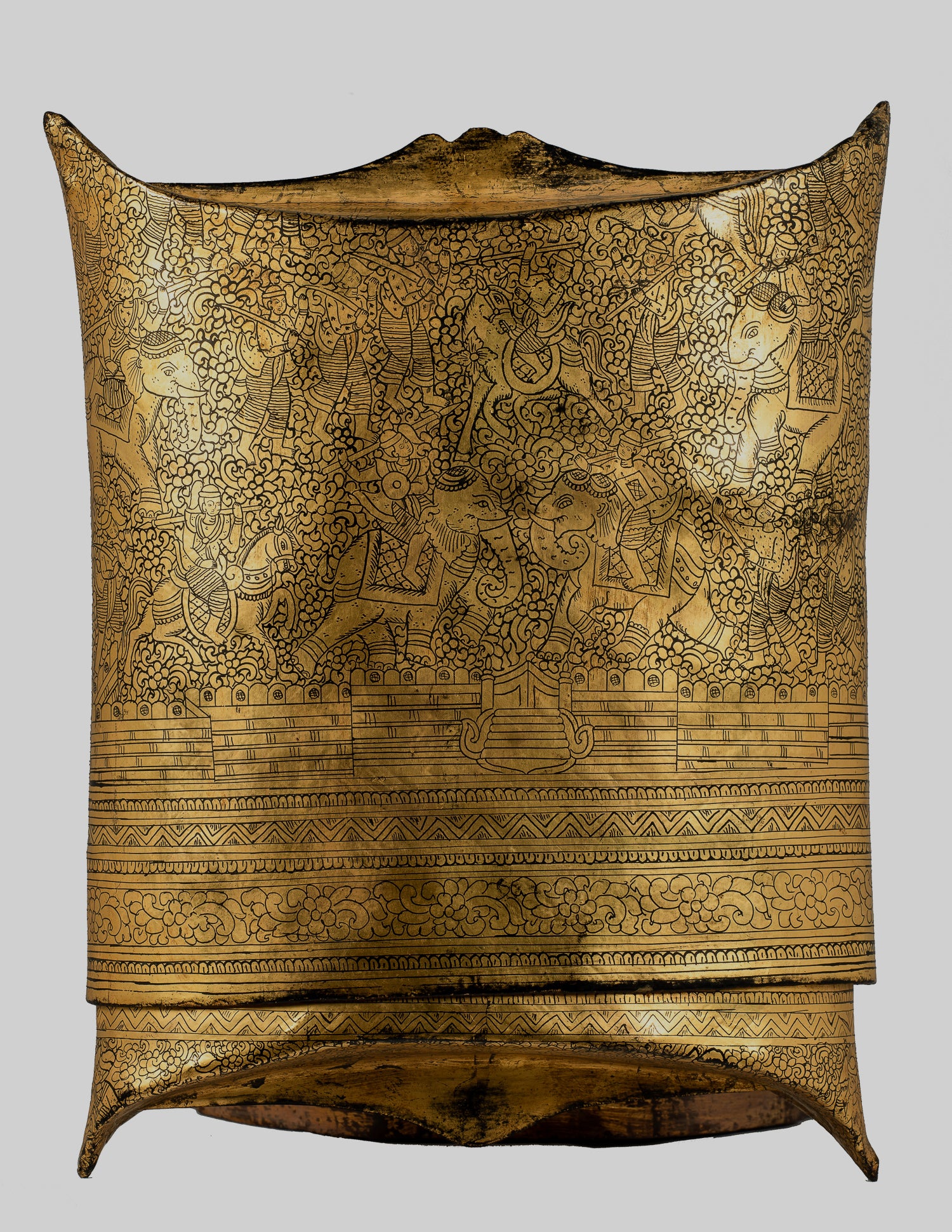 Antique du 19e siècle Birman Lacquerware Money Holder - 34 cm / 14 "de long