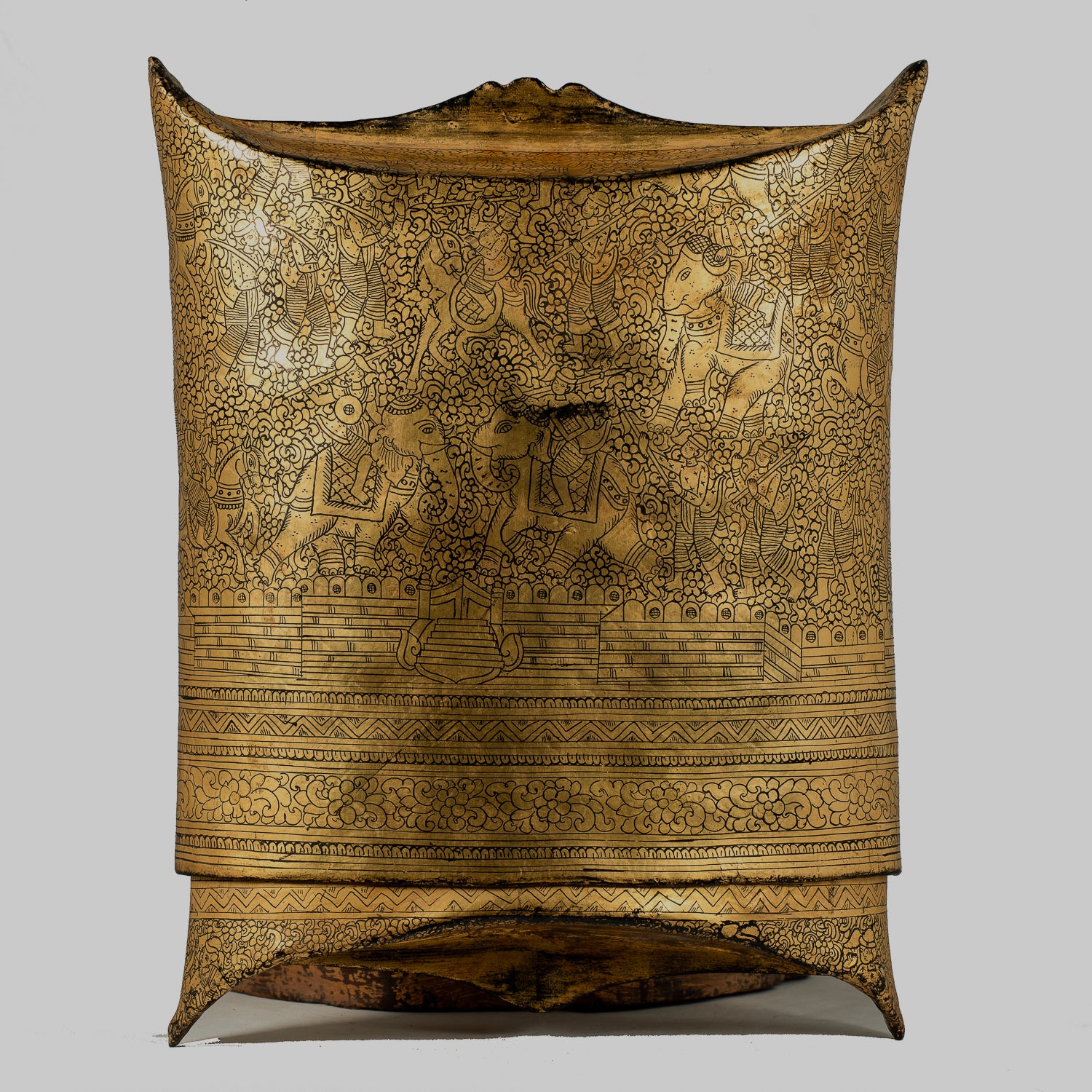 Antique du 19e siècle Birman Lacquerware Money Holder - 34 cm / 14 "de long