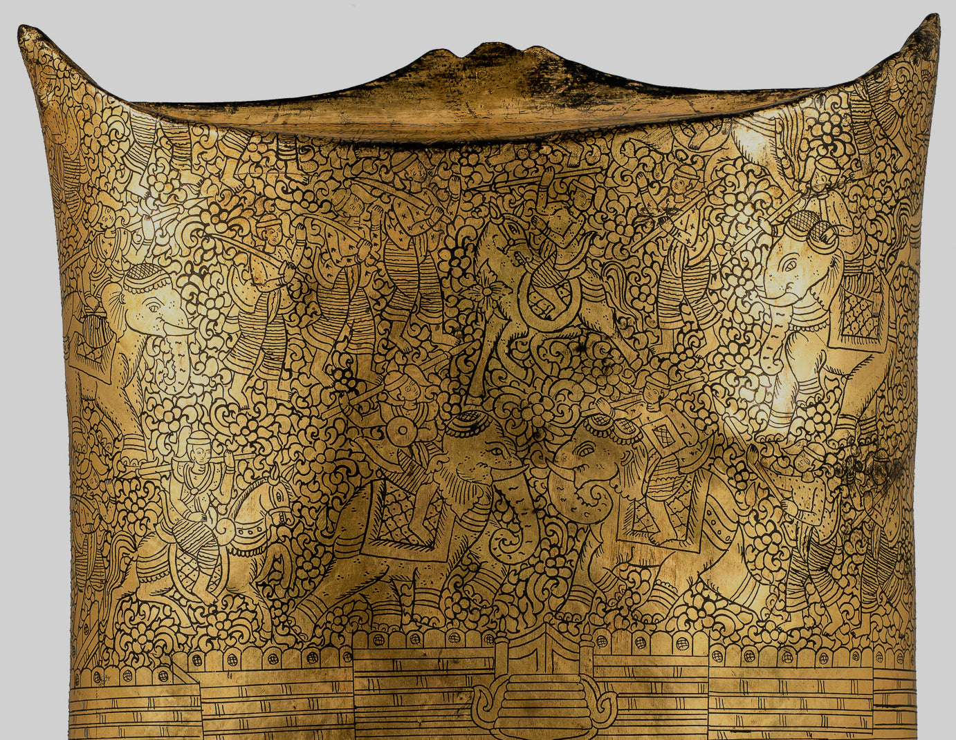 Antique du 19e siècle Birman Lacquerware Money Holder - 34 cm / 14 "de long