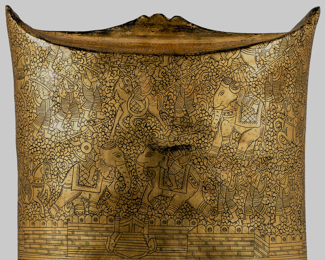 Antique du 19e siècle Birman Lacquerware Money Holder - 34 cm / 14 "de long