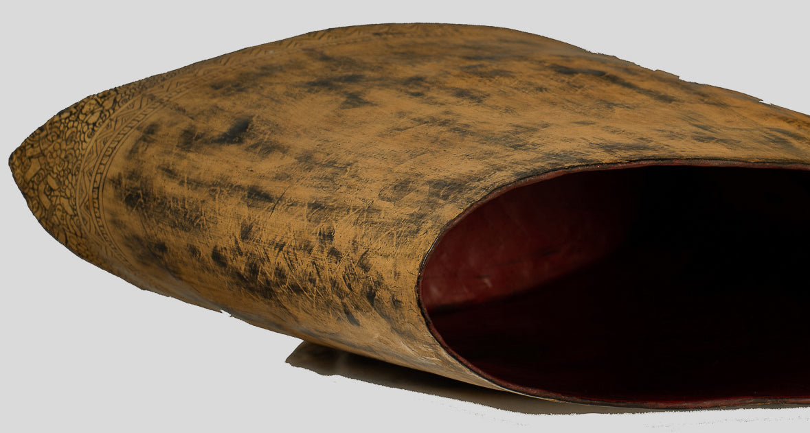 Antique du 19e siècle Birman Lacquerware Money Holder - 34 cm / 14 "de long