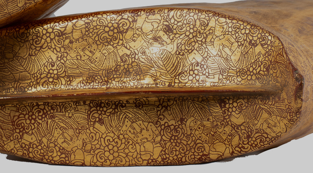 Antique 19th Century Burmese Lacquerware Money Holder - 34cm/14" Long