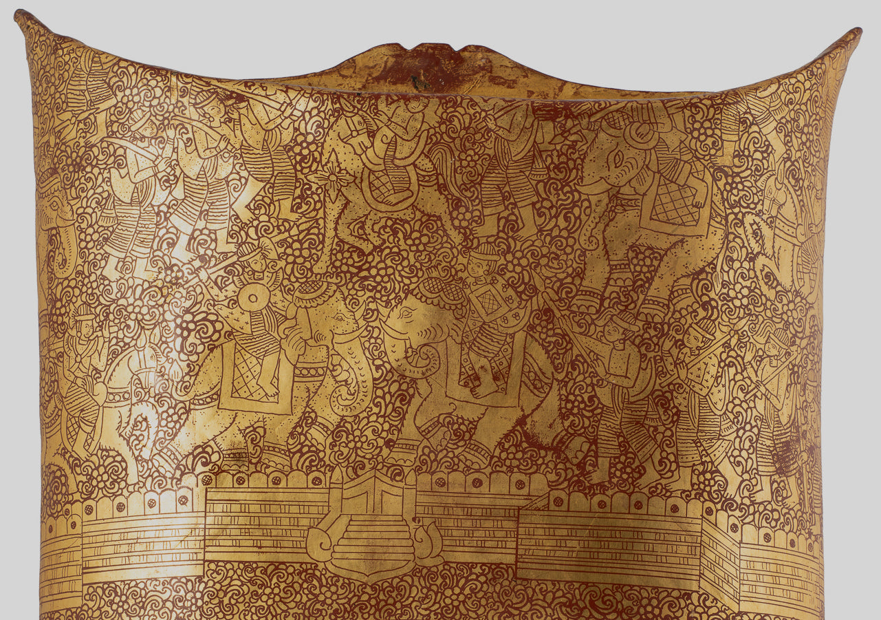 Antique 19th Century Burmese Lacquerware Money Holder - 34cm/14" Long