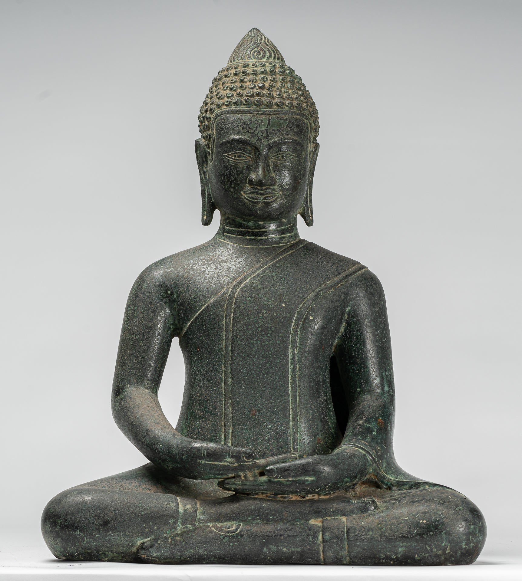 Buddha Statue - Antique Khmer Style Bronze Seated Amitabha Meditation Buddha Statue - 50cm/20"