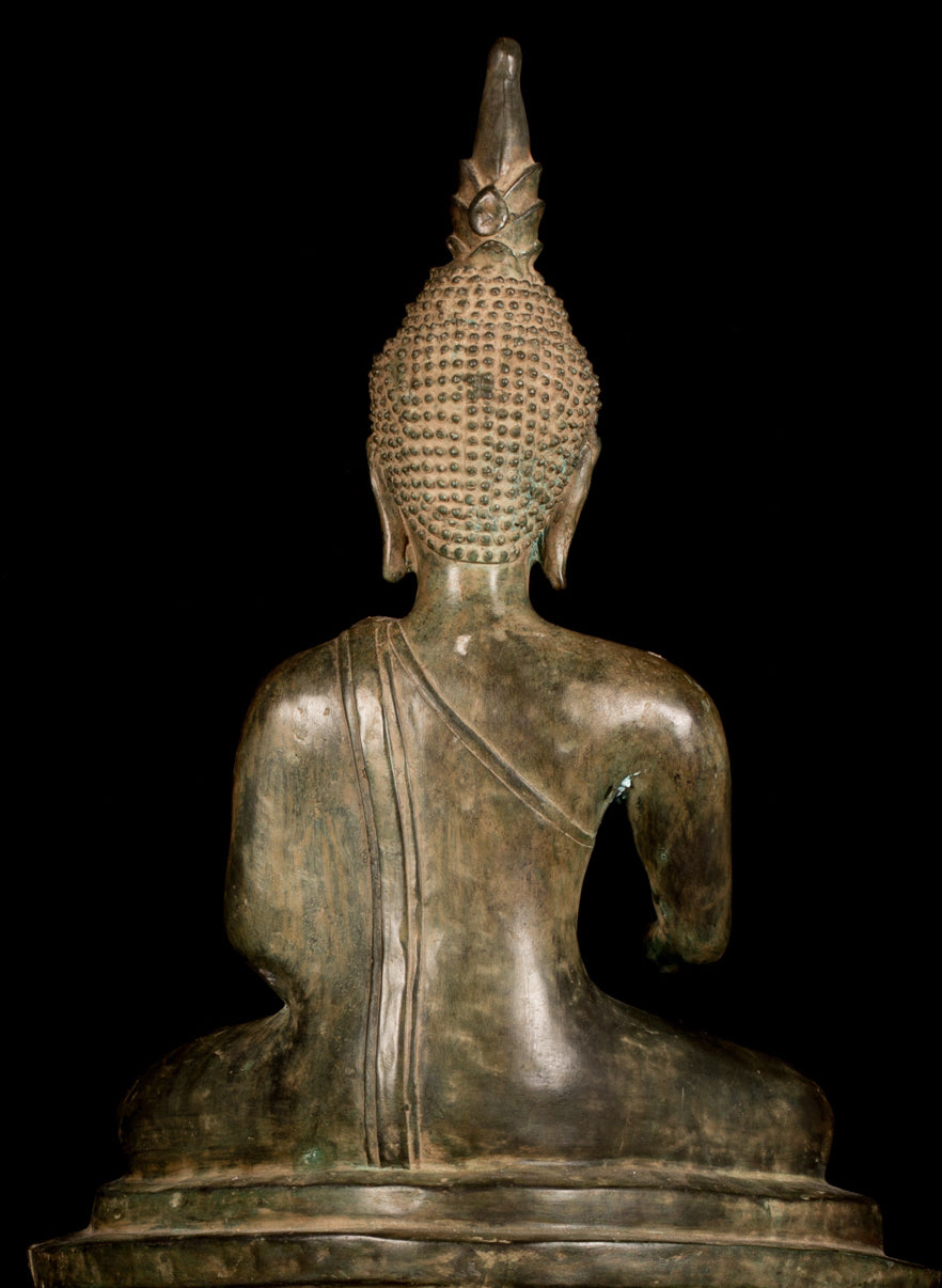 Statue Buddha -Antique Laos Bronze Charity Gautama Statue Buddha - 64 cm/25 "