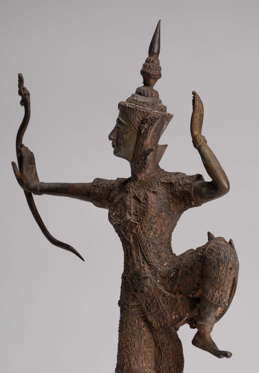 Rama Statue - Antique Thai Style Bronze Thai Rama - Avatar of Vishnu - 37cm/15"