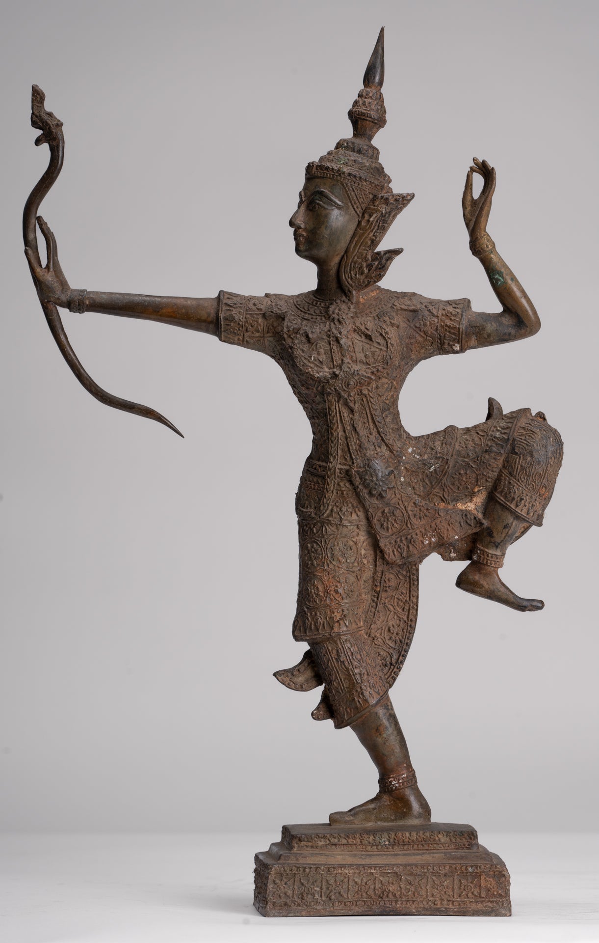 Rama Statue - Antique Thai Style Bronze Thai Rama - Avatar of Vishnu - 37cm/15"