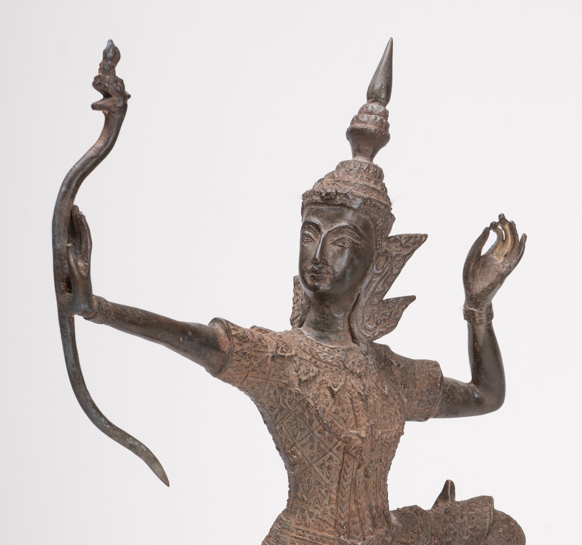 Rama Statue - Antique Thai Style Bronze Thai Rama - Avatar of Vishnu - 37cm/15"