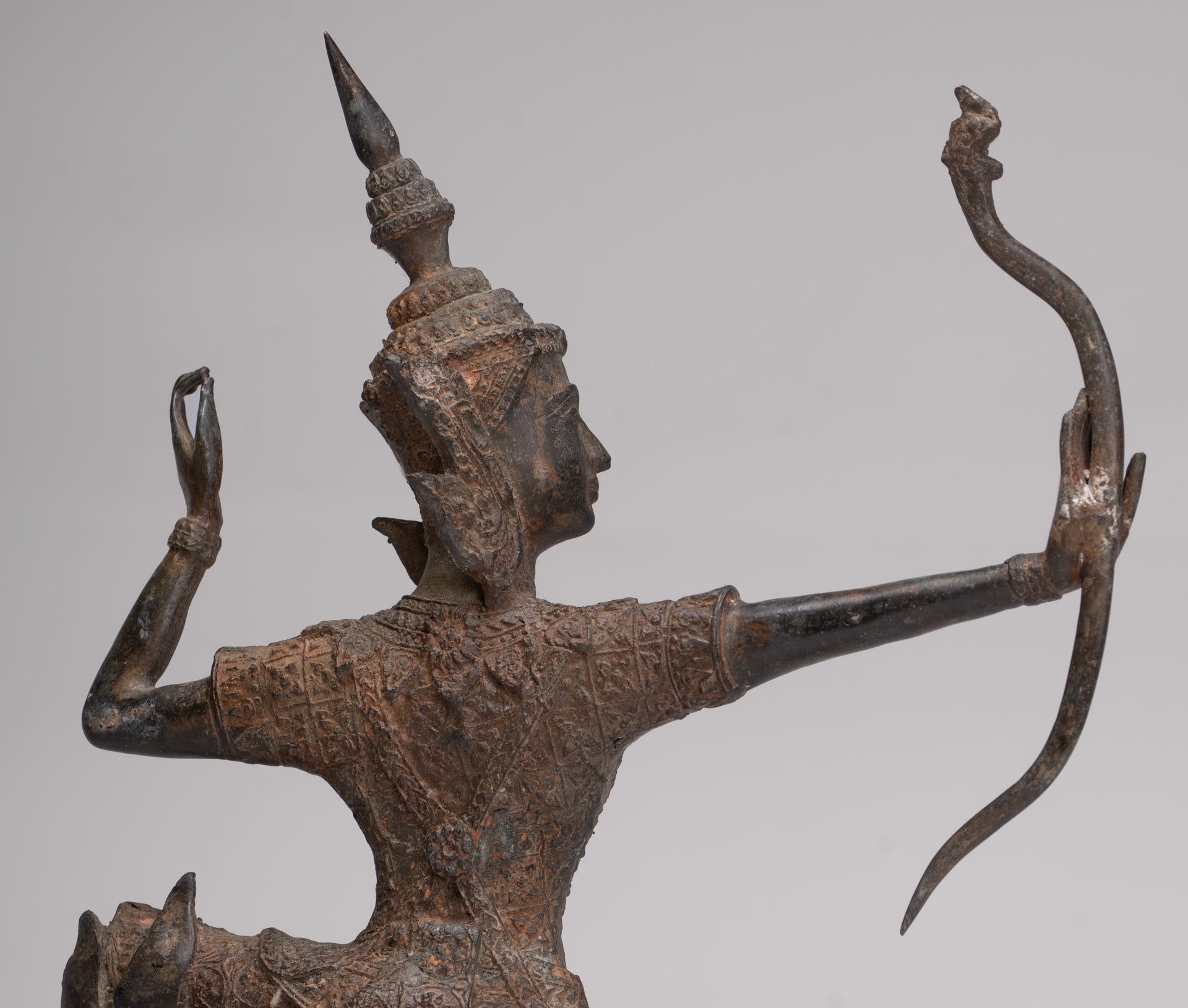 Rama Statue - Antique Thai Style Bronze Thai Rama - Avatar of Vishnu - 37cm/15"