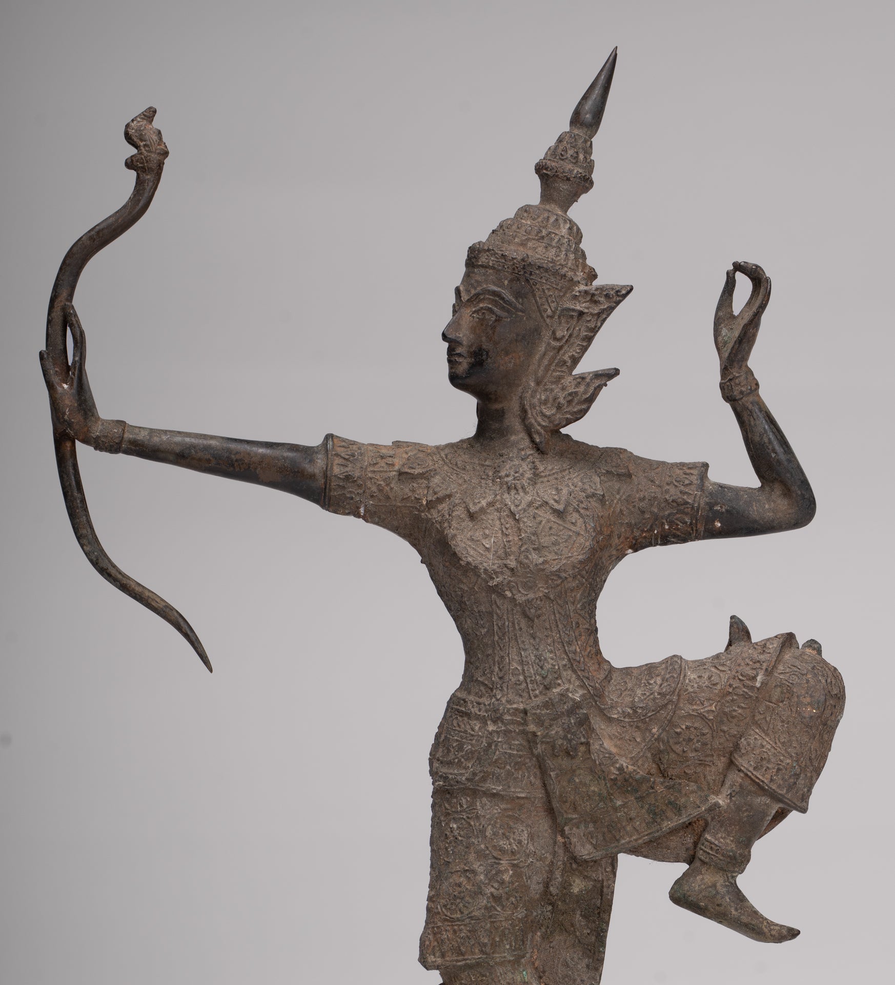 Rama Statue - Antique Thai Style Bronze Thai Rama - Avatar of Vishnu - 37cm/15"