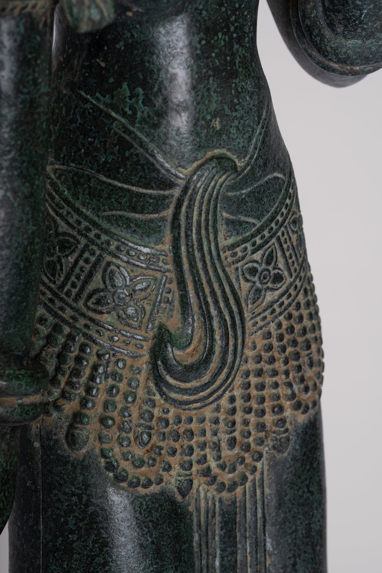 Antique Khmer Style Bronze Banteay Srei Style Standing Devatas - 69cm/28"