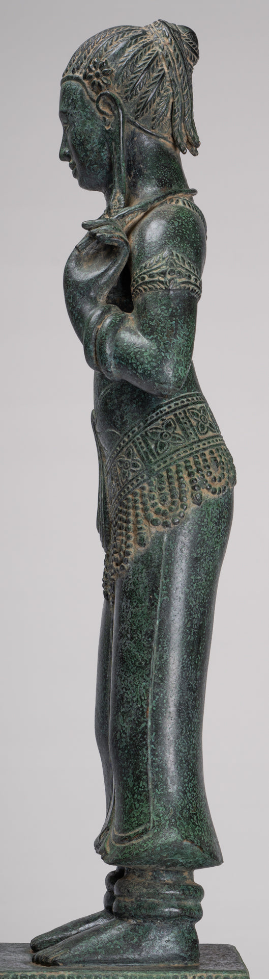 Antique Khmer Style Bronze Banteay Srei Style Standing Devatas - 69cm/28"