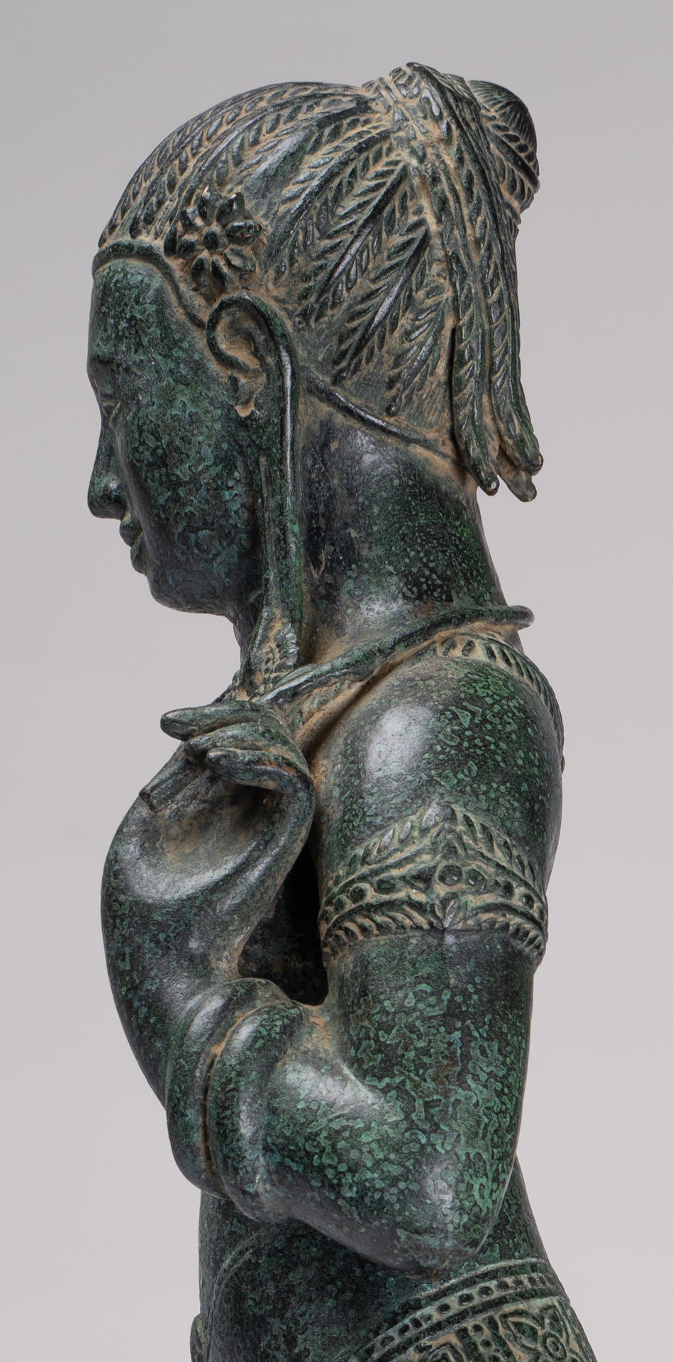 Antique Khmer Style Bronze Banteay Srei Style Standing Devatas - 69cm/28"