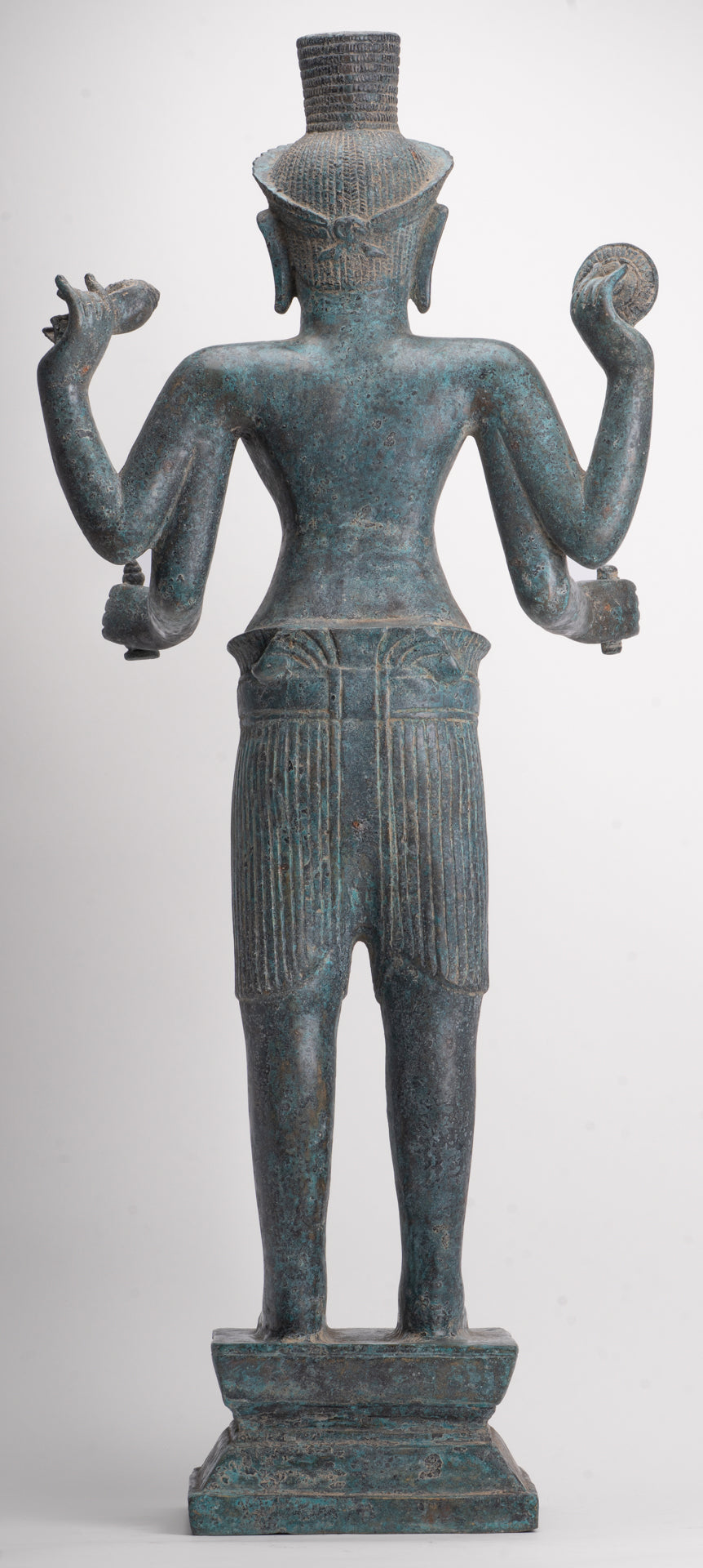 Antique Khmer Style Bronze Koh Ker Standing Vishnu Statue - 84cm/34"
