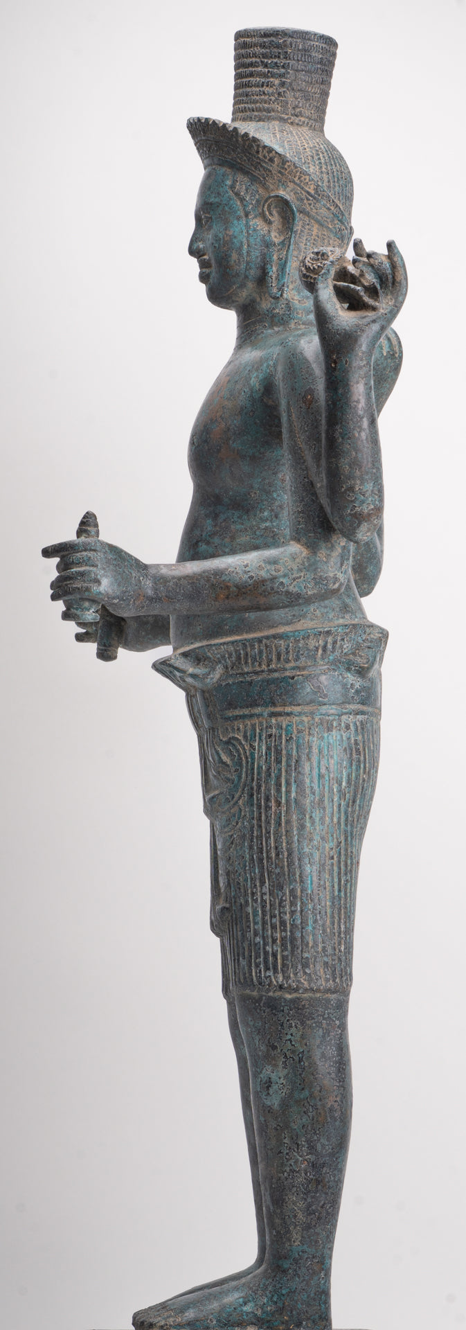 Antique Khmer Style Bronze Koh Ker Standing Vishnu Statue - 84cm/34"
