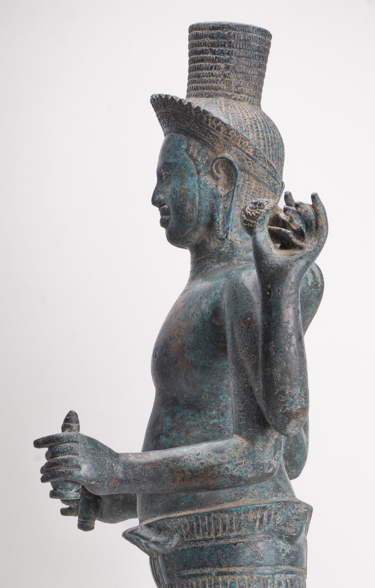 Antique Khmer Style Bronze Koh Ker Standing Vishnu Statue - 84cm/34"