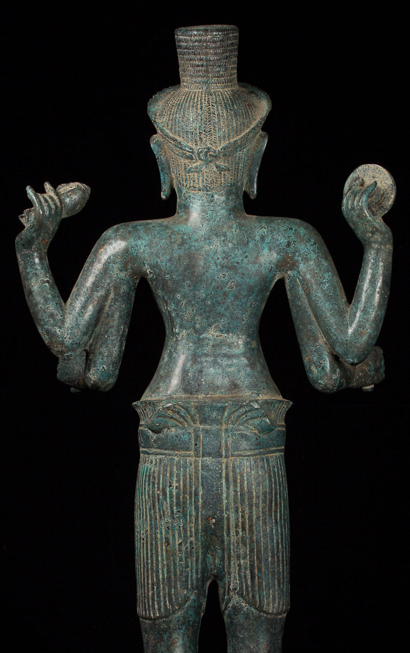 Vishnu - Antique Khmer Style Bronze Koh Ker in piedi Vishnu Statue - 82cm/32 "