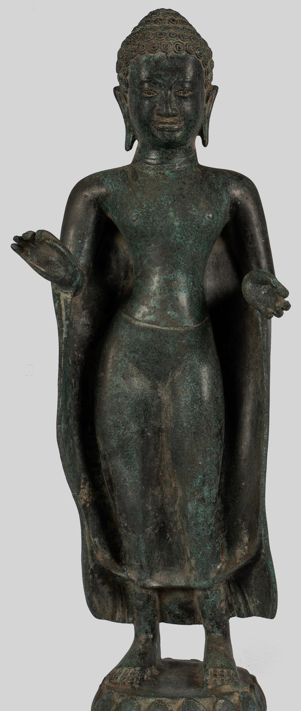 Estatua de Buda - Gran estatua de Buda de estilo tailandés antiguo en Dharmachakra enseñando Mudra - 84cm/34 "