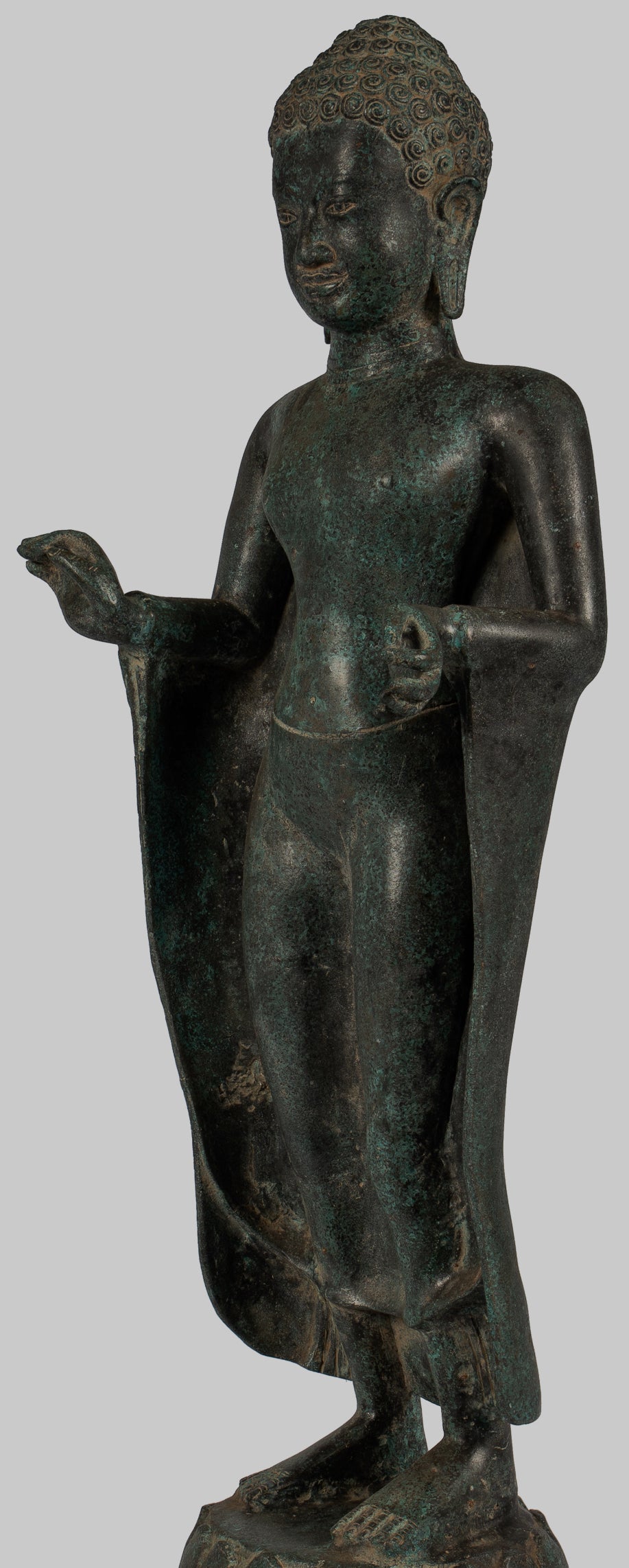 Estatua de Buda - Gran estatua de Buda de estilo tailandés antiguo en Dharmachakra enseñando Mudra - 84cm/34 "