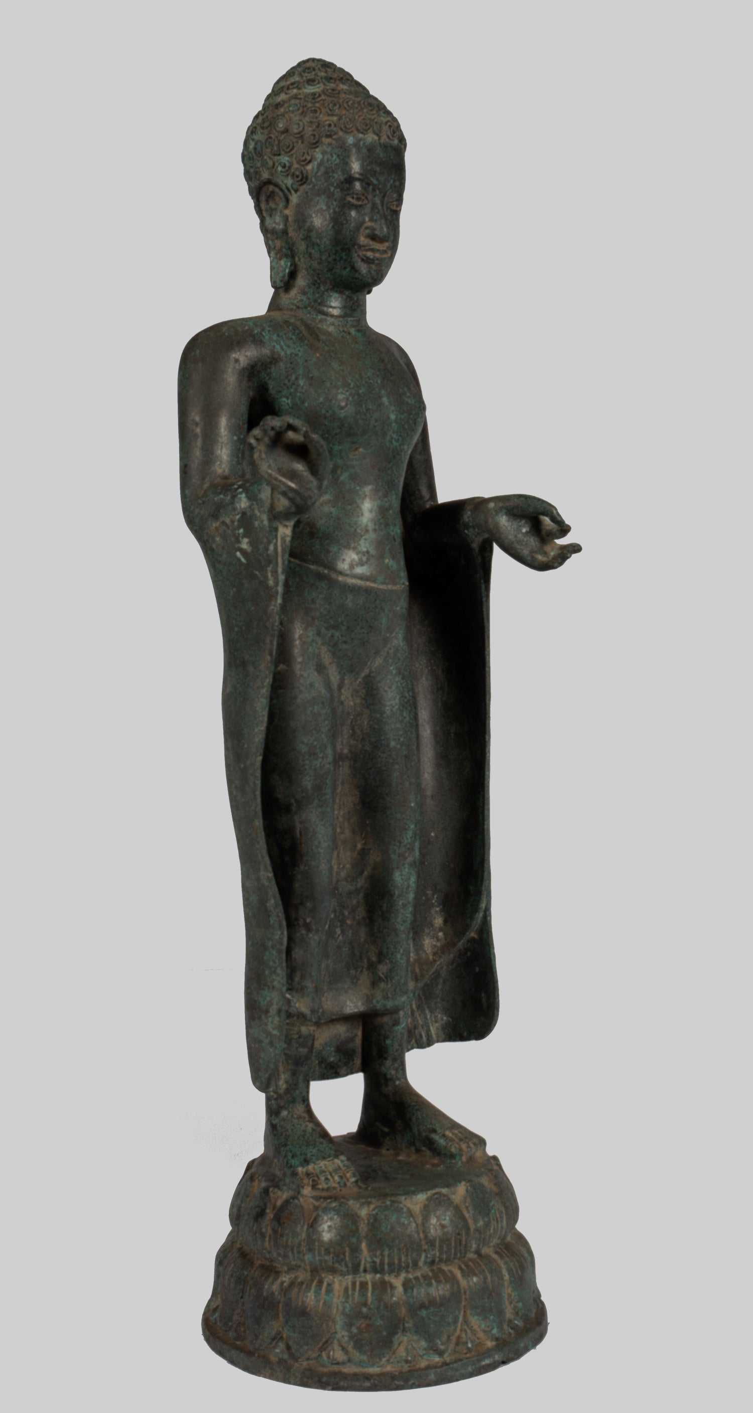 Estatua de Buda - Gran estatua de Buda de estilo tailandés antiguo en Dharmachakra enseñando Mudra - 84cm/34 "