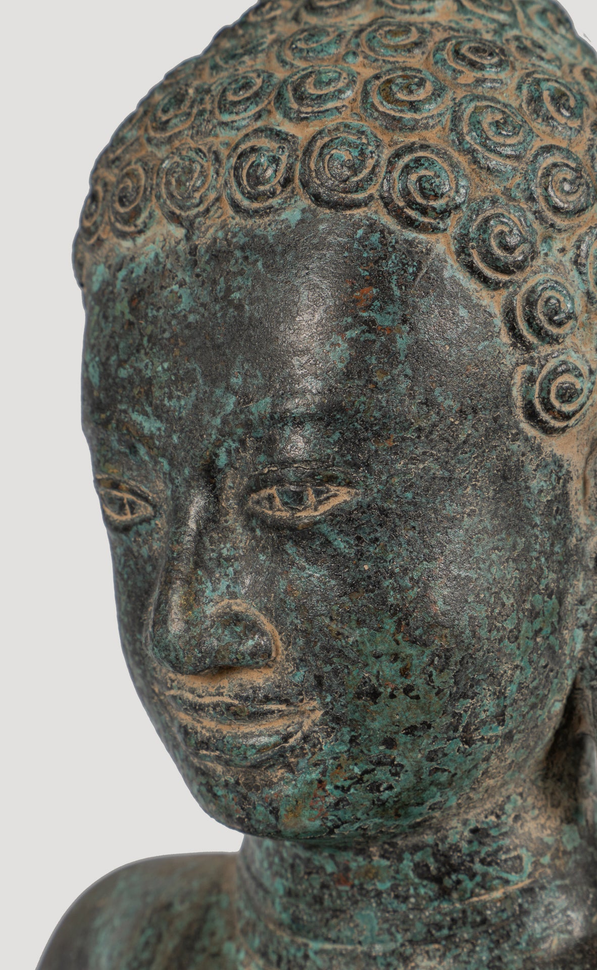 Antique Thai Style Bronze Buddha in Dharmachakra Teaching Mudra - 84cm/34"