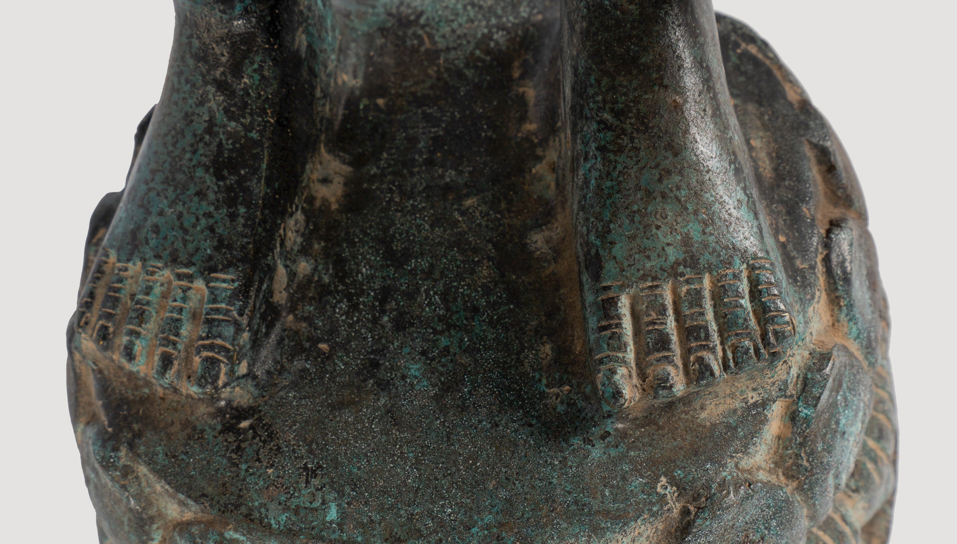 Antique Thai Style Bronze Buddha in Dharmachakra Teaching Mudra - 84cm/34"
