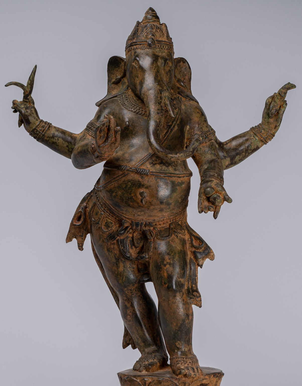 Ganesha Statue - Antique Chola Style Bronze Standing Ganesh Statue - 62cm/25"