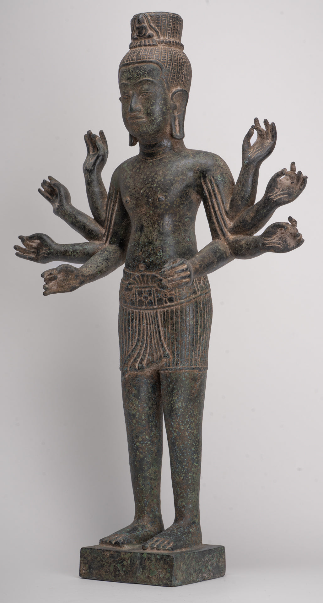 Antique Khmer Style Bronze Bayon Style Lokeshvara Statue - 55cm/22"