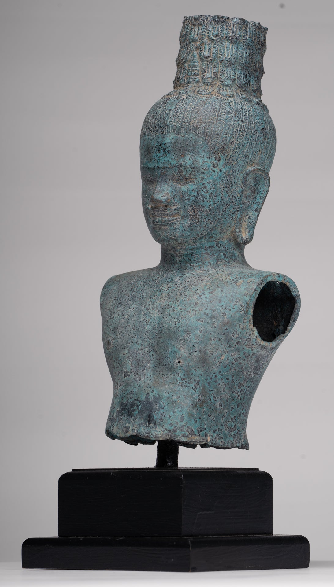 Buddha Statue - Antique Khmer Style Bronze Prakhon Chai Style Maitreya Buddha Torso Statue - 42cm/17"