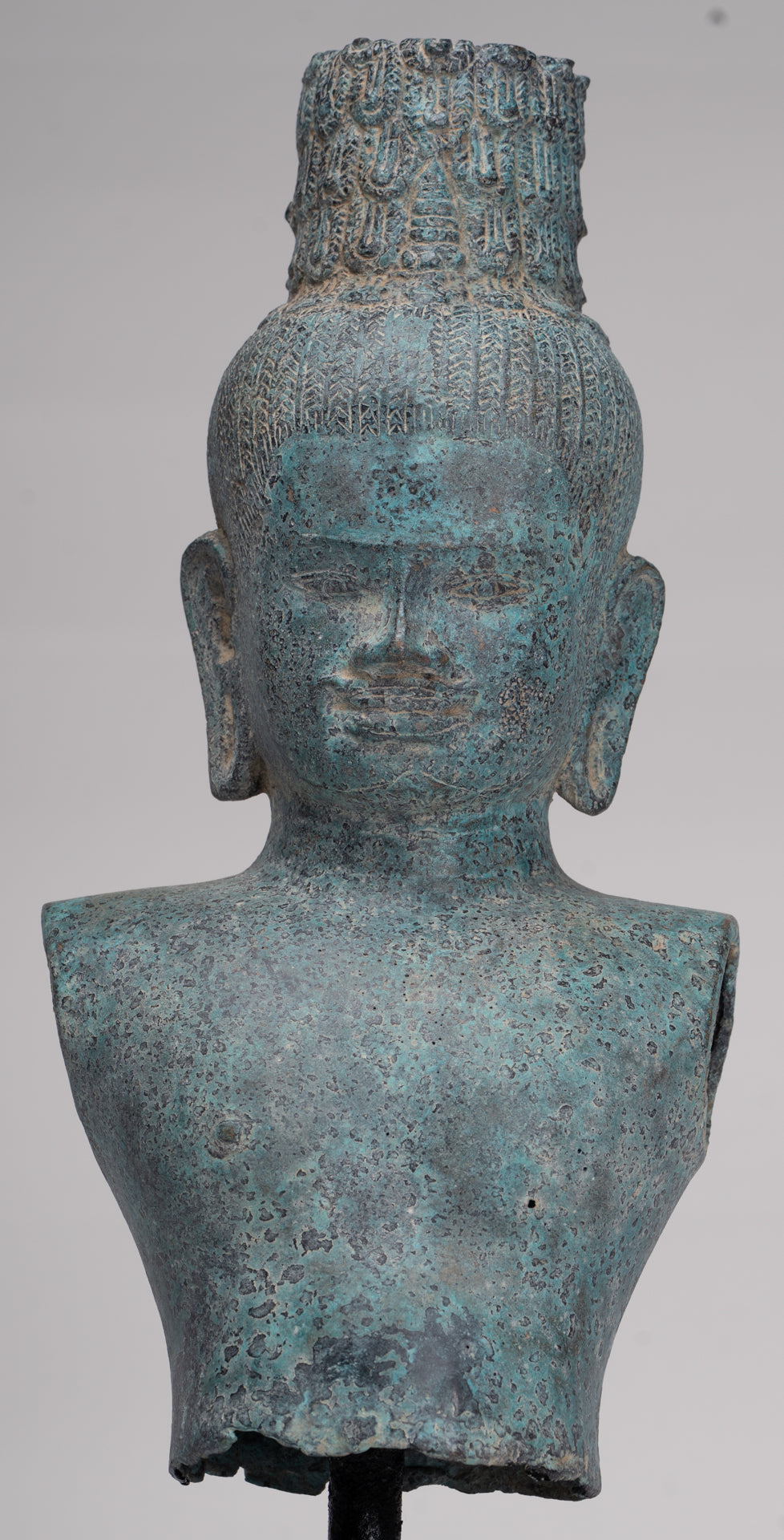 Buddha Statue - Antique Khmer Style Bronze Prakhon Chai Style Maitreya Buddha Torso Statue - 42cm/17"