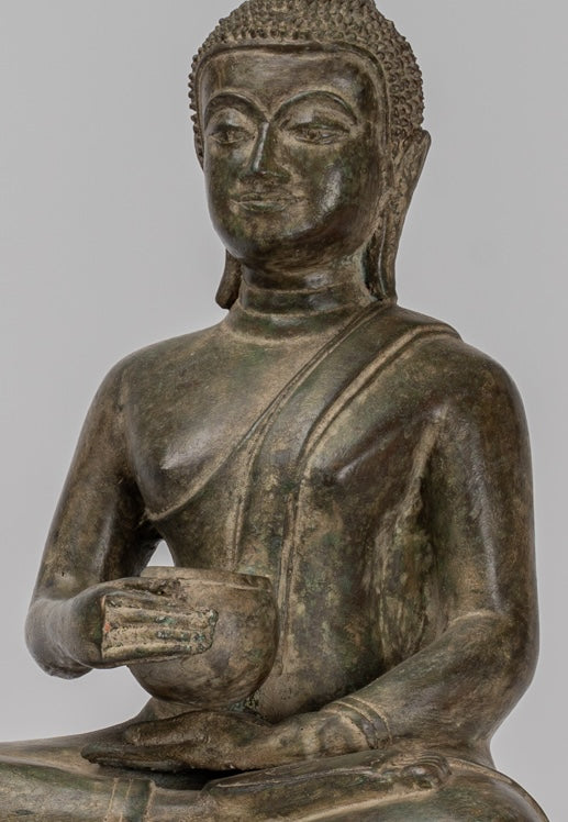 Statua Buddha - Charity bronzo in stile antico seduto Gautama statua di Buddha - 54 cm/22 "