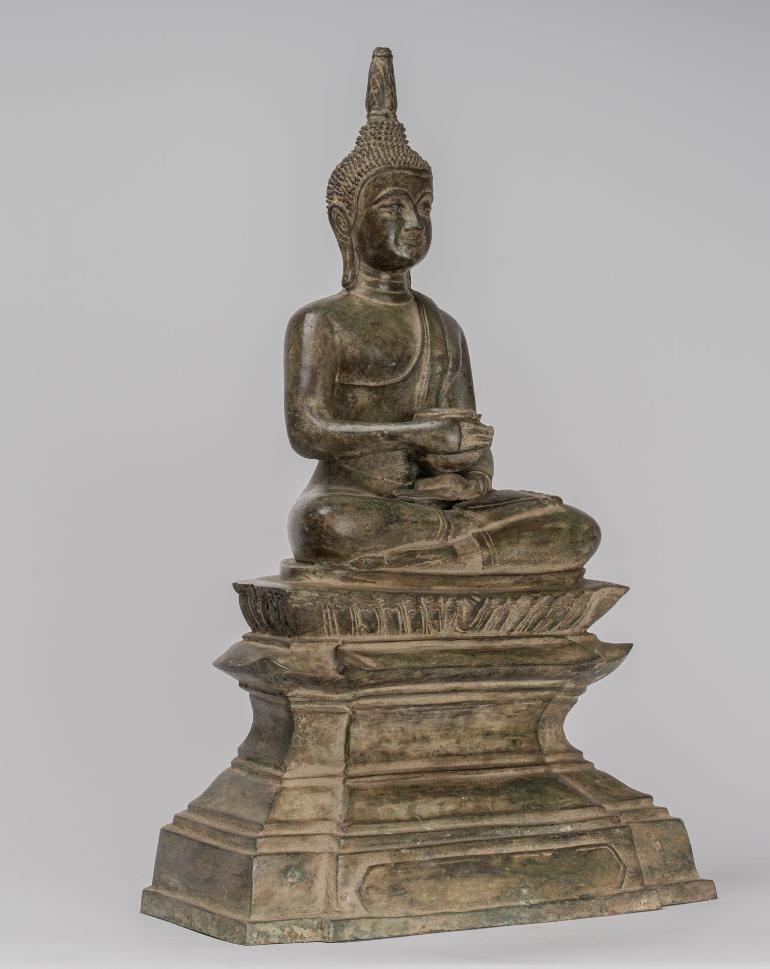 Statua Buddha - Charity bronzo in stile antico seduto Gautama statua di Buddha - 54 cm/22 "