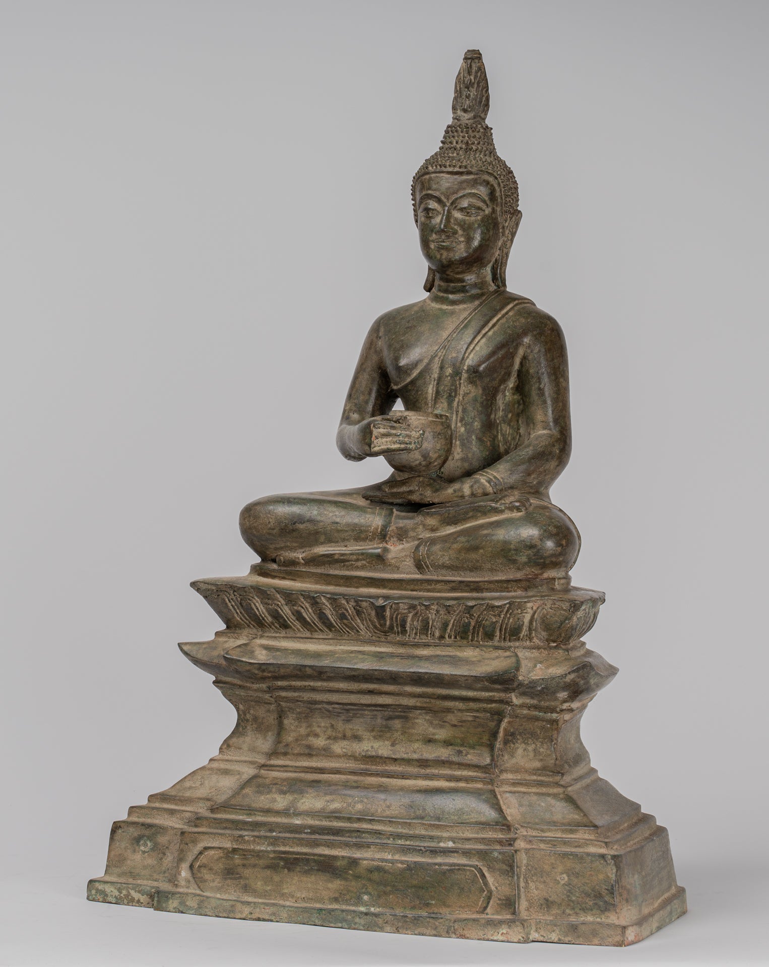 Statua Buddha - Charity bronzo in stile antico seduto Gautama statua di Buddha - 54 cm/22 "