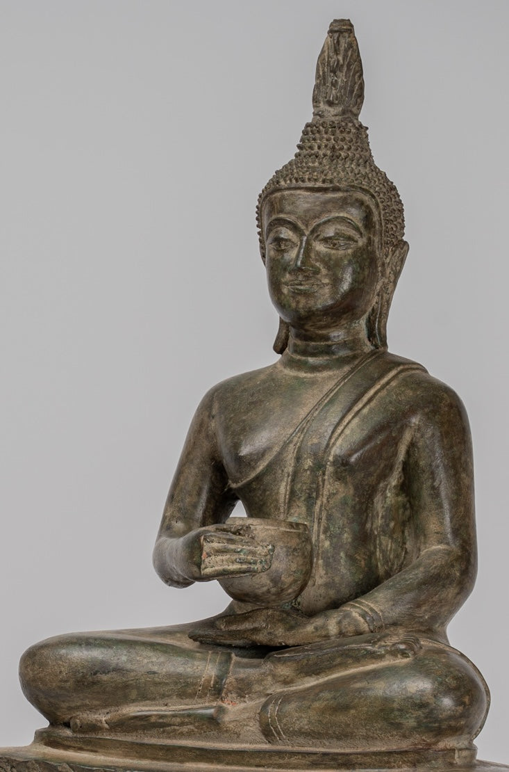 Statua Buddha - Charity bronzo in stile antico seduto Gautama statua di Buddha - 54 cm/22 "