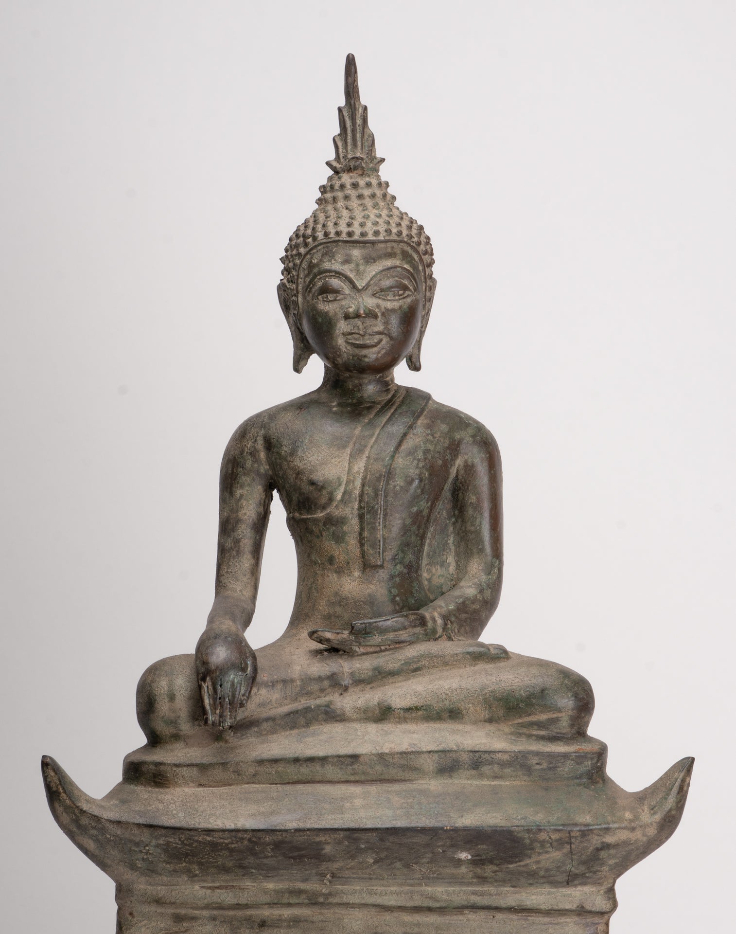 Buddha - Antique Laos Style Seated Bronze Enlightenment Buddha Statue - 54cm/22"