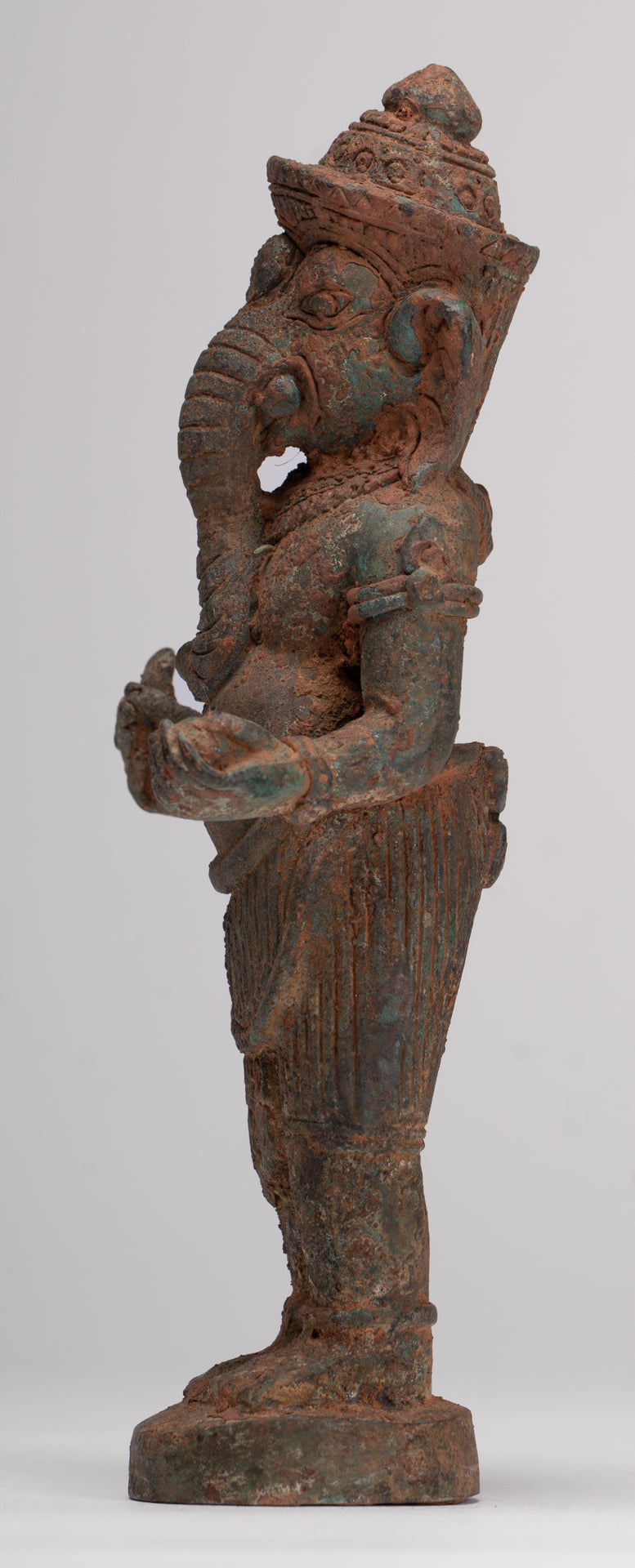 Ganesha Statue - Antique Thai Style Bronze Standing Ganesh Statue - 18.5cm/7"