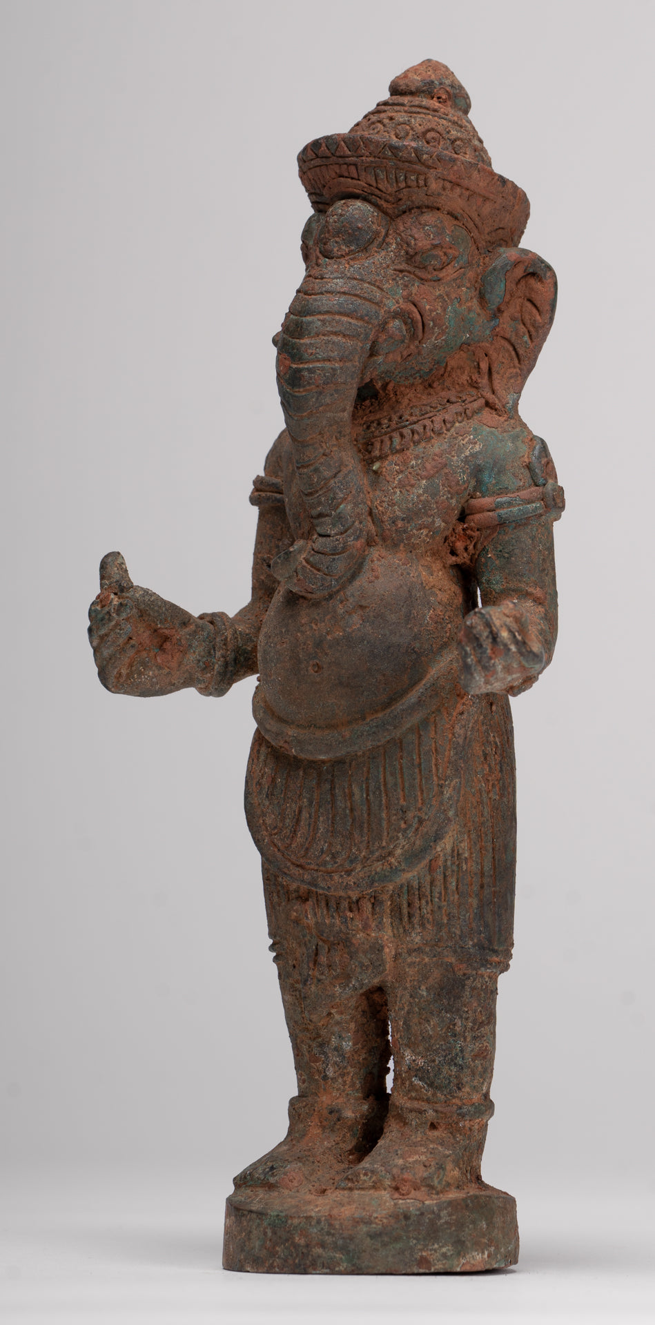 Ganesha Statue - Antique Thai Style Bronze Standing Ganesh Statue - 18.5cm/7"