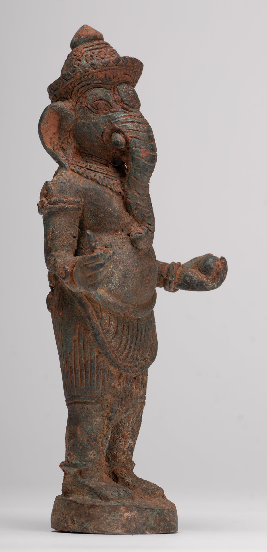 Ganesha Statue - Antique Thai Style Bronze Standing Ganesh Statue - 18.5cm/7"