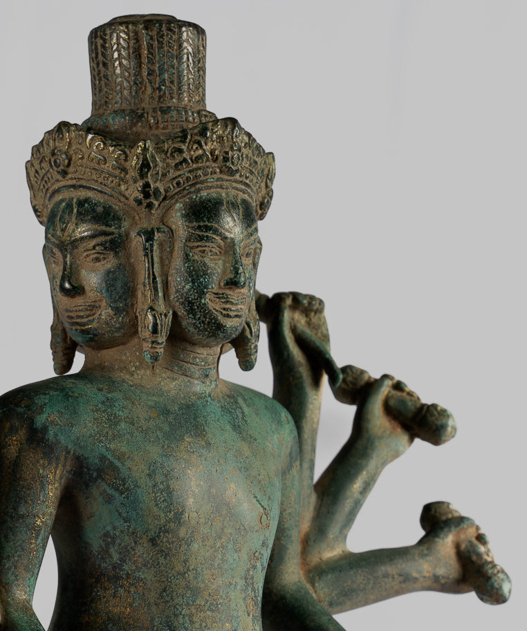 Brahma Statue - Antique Khmer Style Koh Ker Standing Bronze Brahma - Hindu God Creation - 50cm/20"
