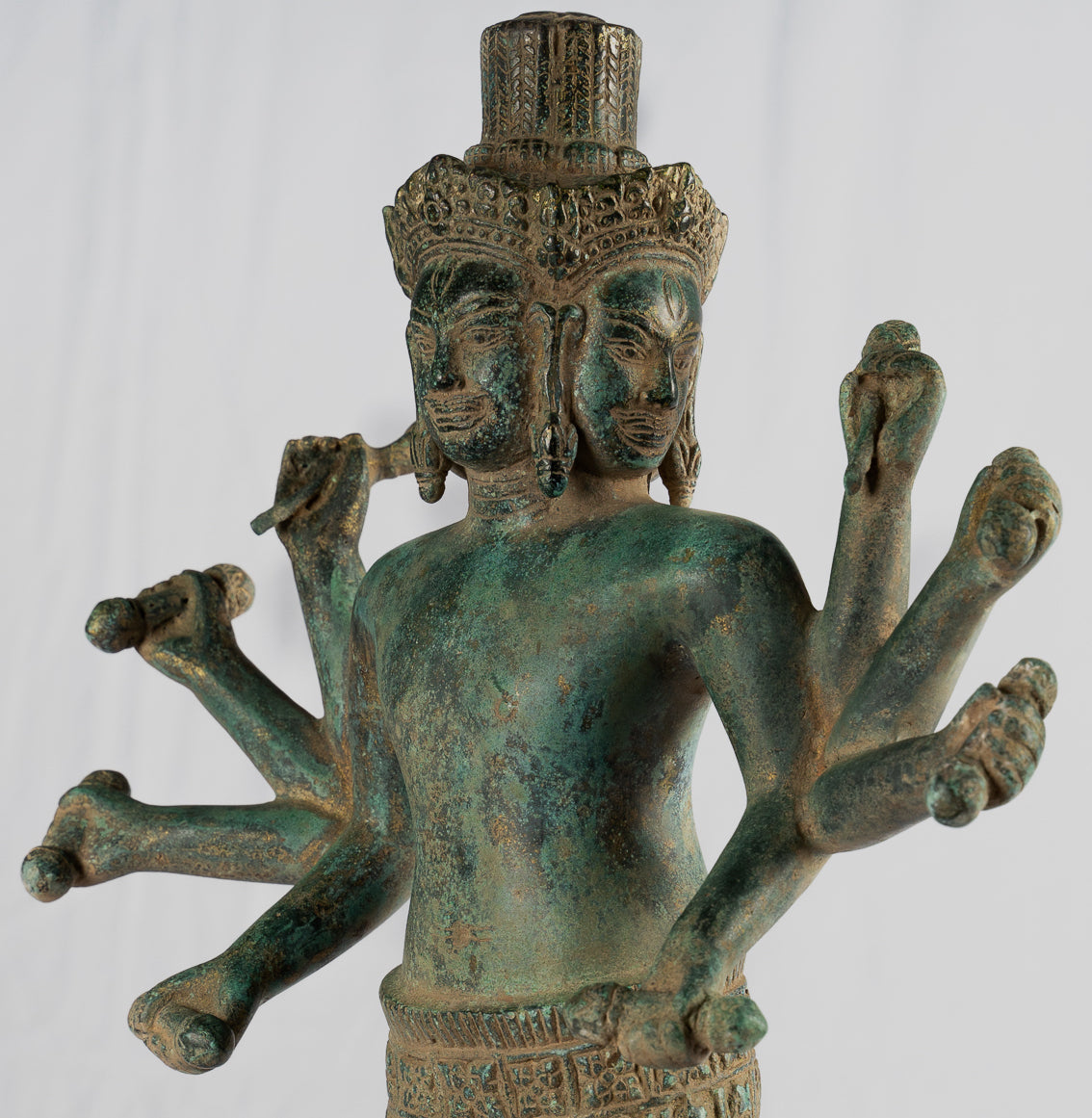 Brahma Statue - Antique Khmer Style Koh Ker Standing Bronze Brahma - Hindu God Creation - 50cm/20"