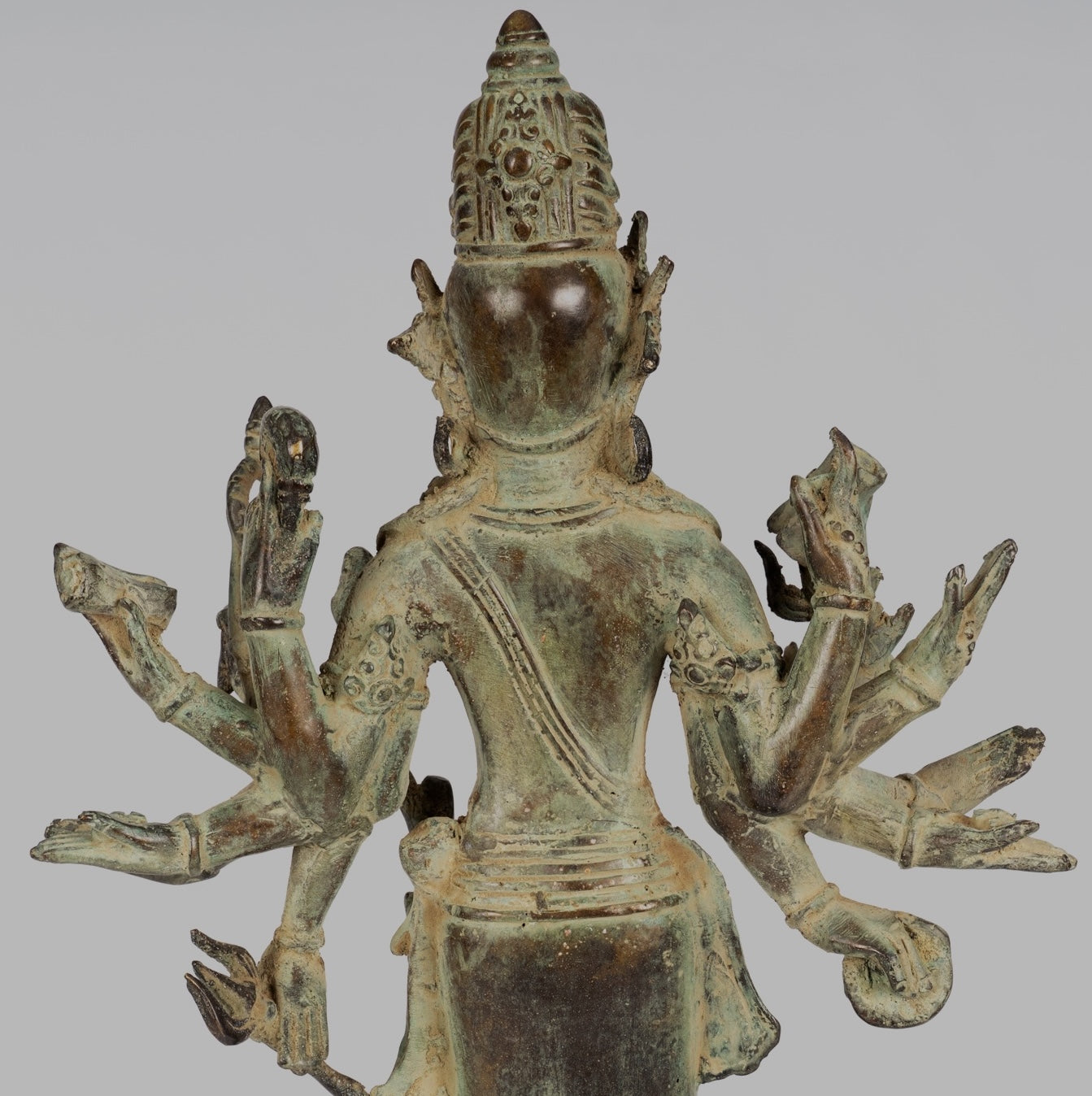 Estatua de Shiva - Estatua de shiva de 16 brazos de estilo indonesio antiguo de estilo indonesio - 32 cm/13 "