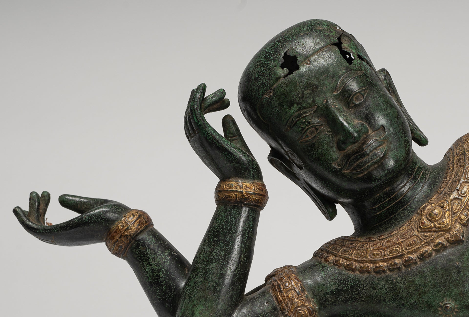 Antique Khmer Style Baphuon Reclining Bronze Vishnu Statue - 32cm/13"