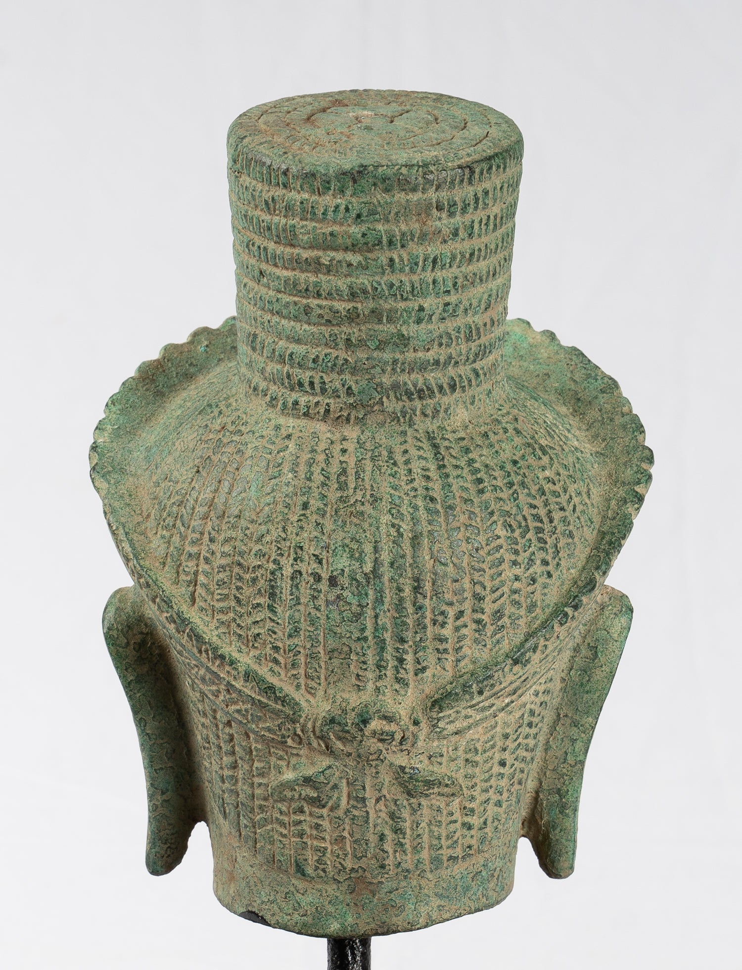 Vishnu Statue - Antique Khmer Style Koh Ker Bronze Vishnu Head Statue - Protector - 23cm/9"