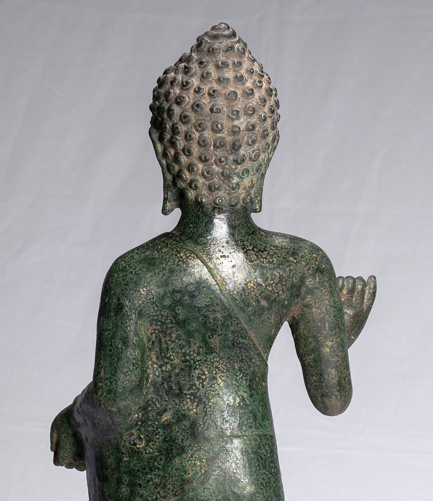 Buddha Statue - Antique Thai Style Dvaravati Bronze Standing Preaching Buddha Statue 55cm/22"