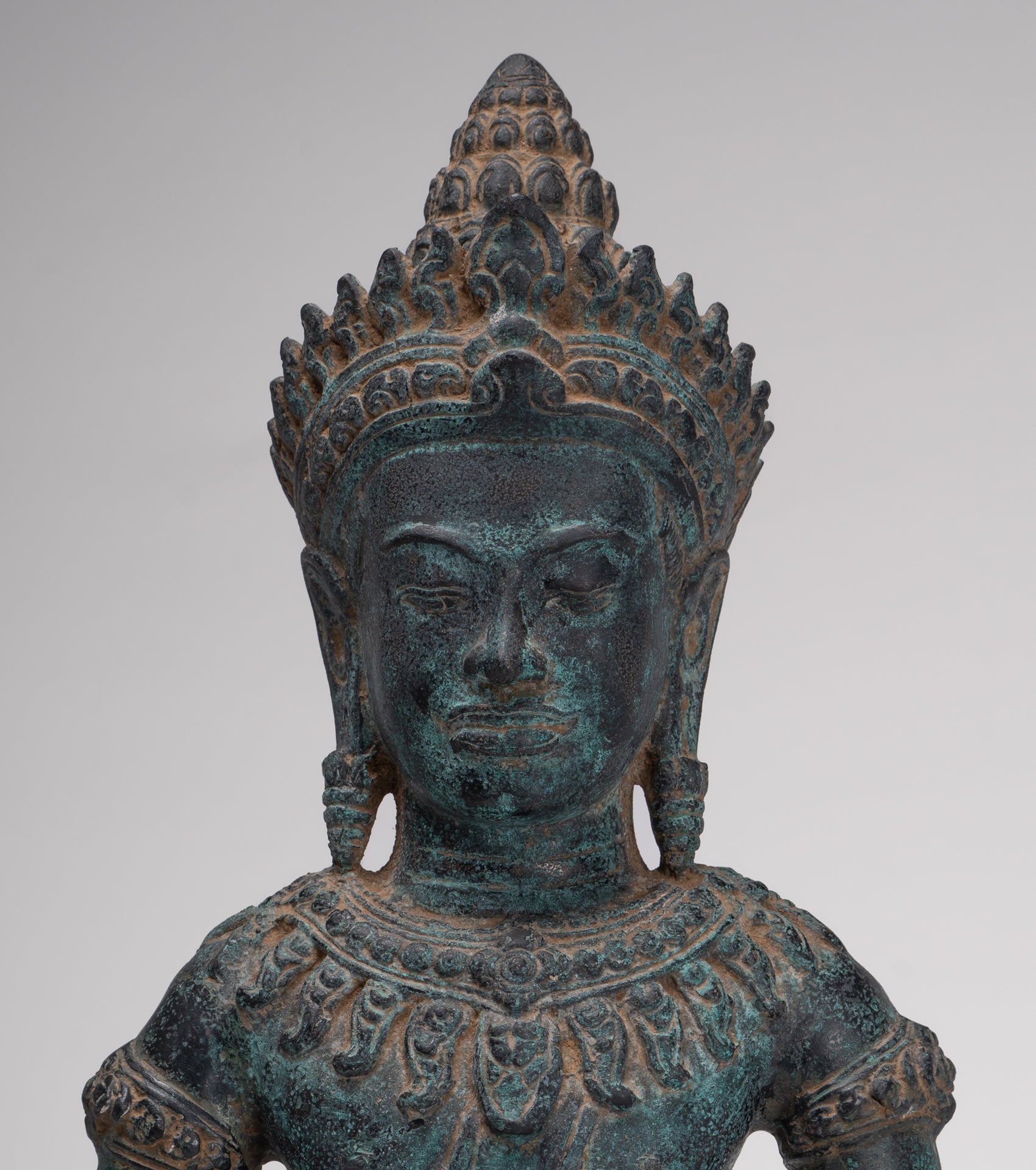 Buddha Statue - Antike Bayon -Stil Khmer Buddha Statue - Meditation Mudra - 43 cm/17 "